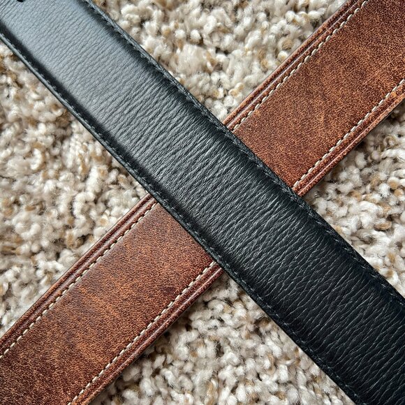 Vintage Coach Distressed Brown Leather Contrast Stitching Mens Belt 42" - Picture 15 of 15